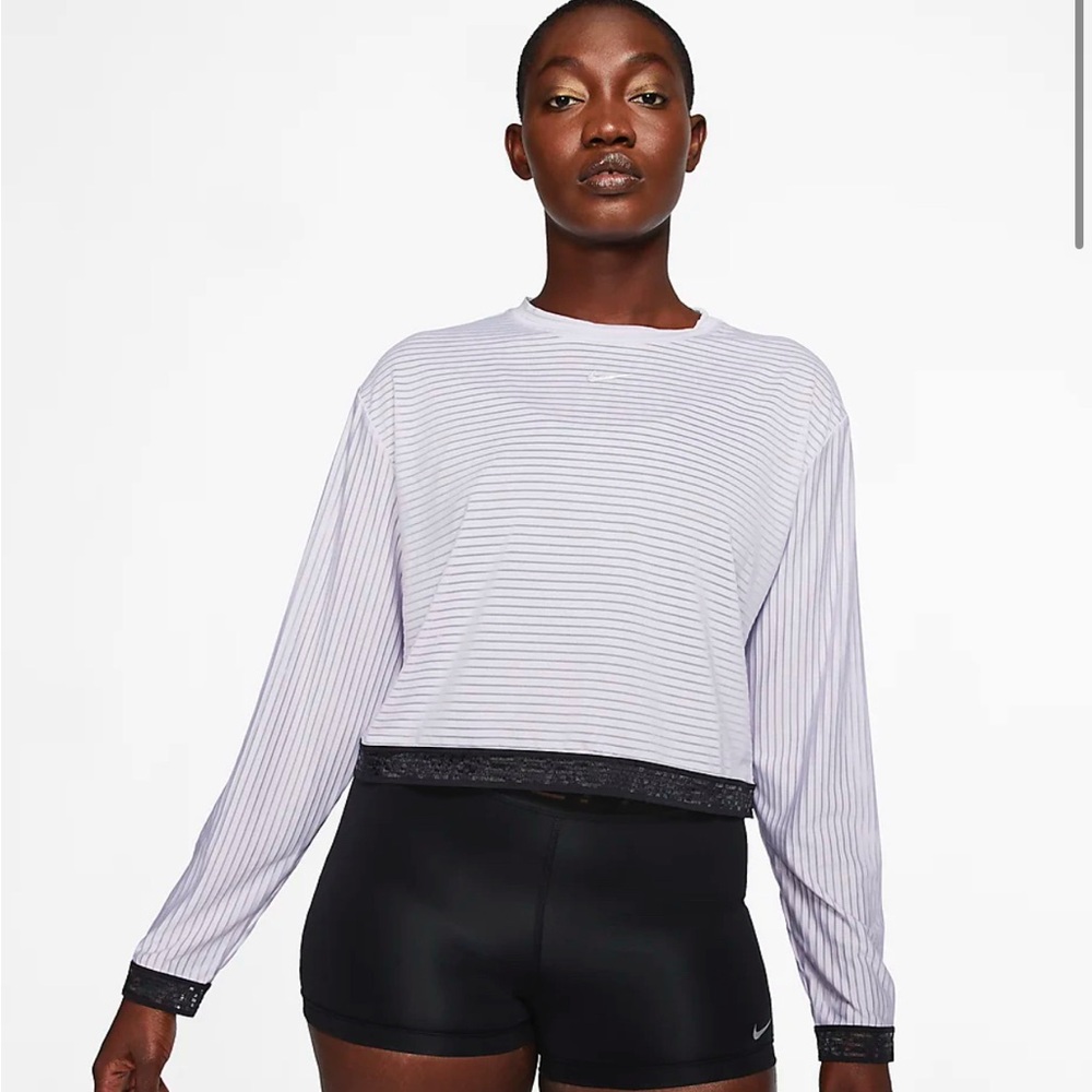 Nike Pro Long-Sleeve Mesh Crop Top - Size Large - Light Purple - Good Condition